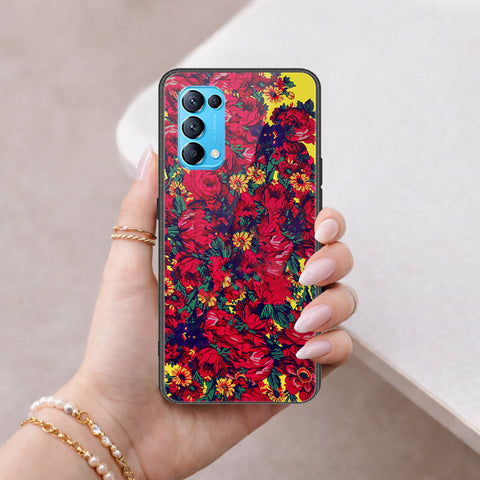 Oppo Reno 5 4G Cover - Floral Series - HQ Ultra Shine Premium Infinity Glass Soft Silicon Borders Case