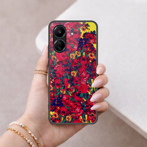 Xiaomi Redmi 13C Cover - Floral Series - HQ Ultra Shine Premium Infinity Glass Soft Silicon Borders Case