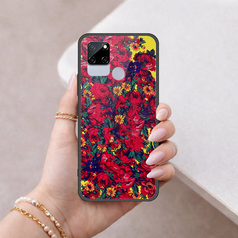 Realme C12 Cover - Floral Series - HQ Ultra Shine Premium Infinity Glass Soft Silicon Borders Case