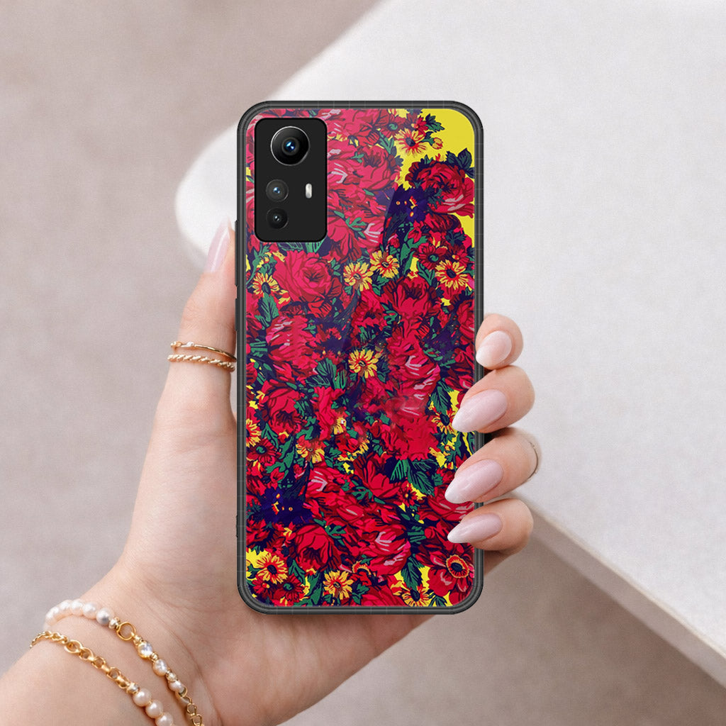 Xiaomi Redmi Note 12S Cover - Floral Series - HQ Ultra Shine Premium Infinity Glass Soft Silicon Borders Case