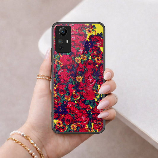 Xiaomi Redmi Note 12S Cover - Floral Series - HQ Ultra Shine Premium Infinity Glass Soft Silicon Borders Case