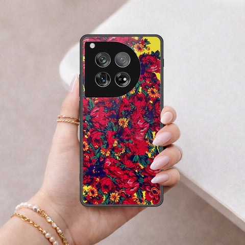 OnePlus 12 Cover - Floral Series - HQ Ultra Shine Premium Infinity Glass Soft Silicon Borders Case