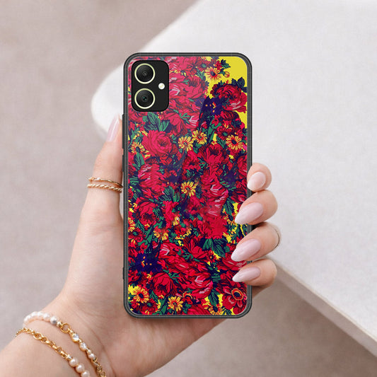 Samsung Galaxy M05 Cover - Floral Series - HQ Ultra Shine Premium Infinity Glass Soft Silicon Borders Case