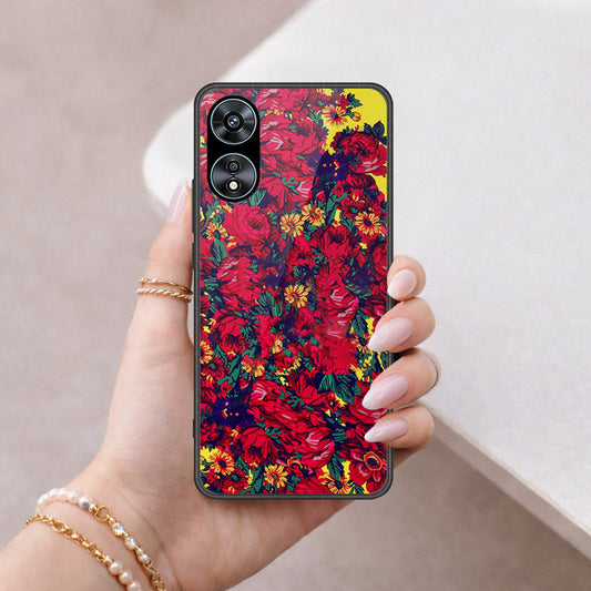 Oppo A78 4G Cover - Floral Series - HQ Ultra Shine Premium Infinity Glass Soft Silicon Borders Case
