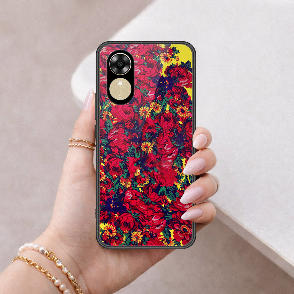 Oppo A17k Cover - Floral Series - HQ Ultra Shine Premium Infinity Glass Soft Silicon Borders Case