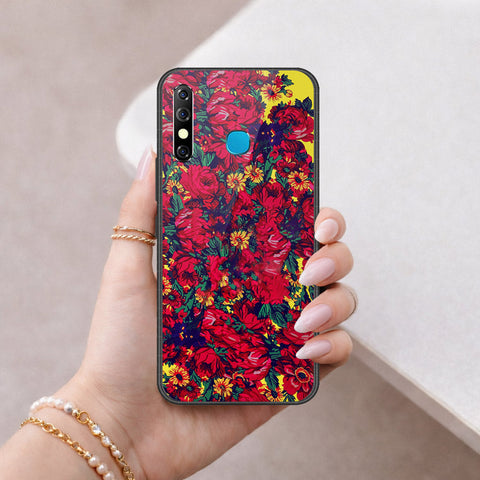 Infinix Hot 8 Cover - Floral Series - HQ Ultra Shine Premium Infinity Glass Soft Silicon Borders Case