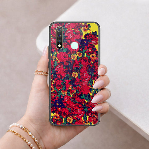 Vivo Y19 Cover - Floral Series - HQ Ultra Shine Premium Infinity Glass Soft Silicon Borders Case