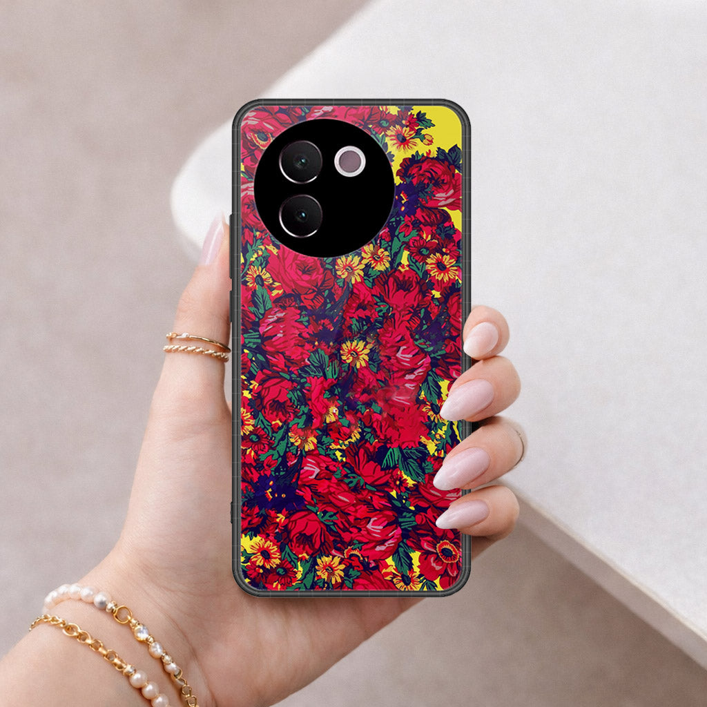 Vivo V30e Cover - Floral Series - HQ Ultra Shine Premium Infinity Glass Soft Silicon Borders Case