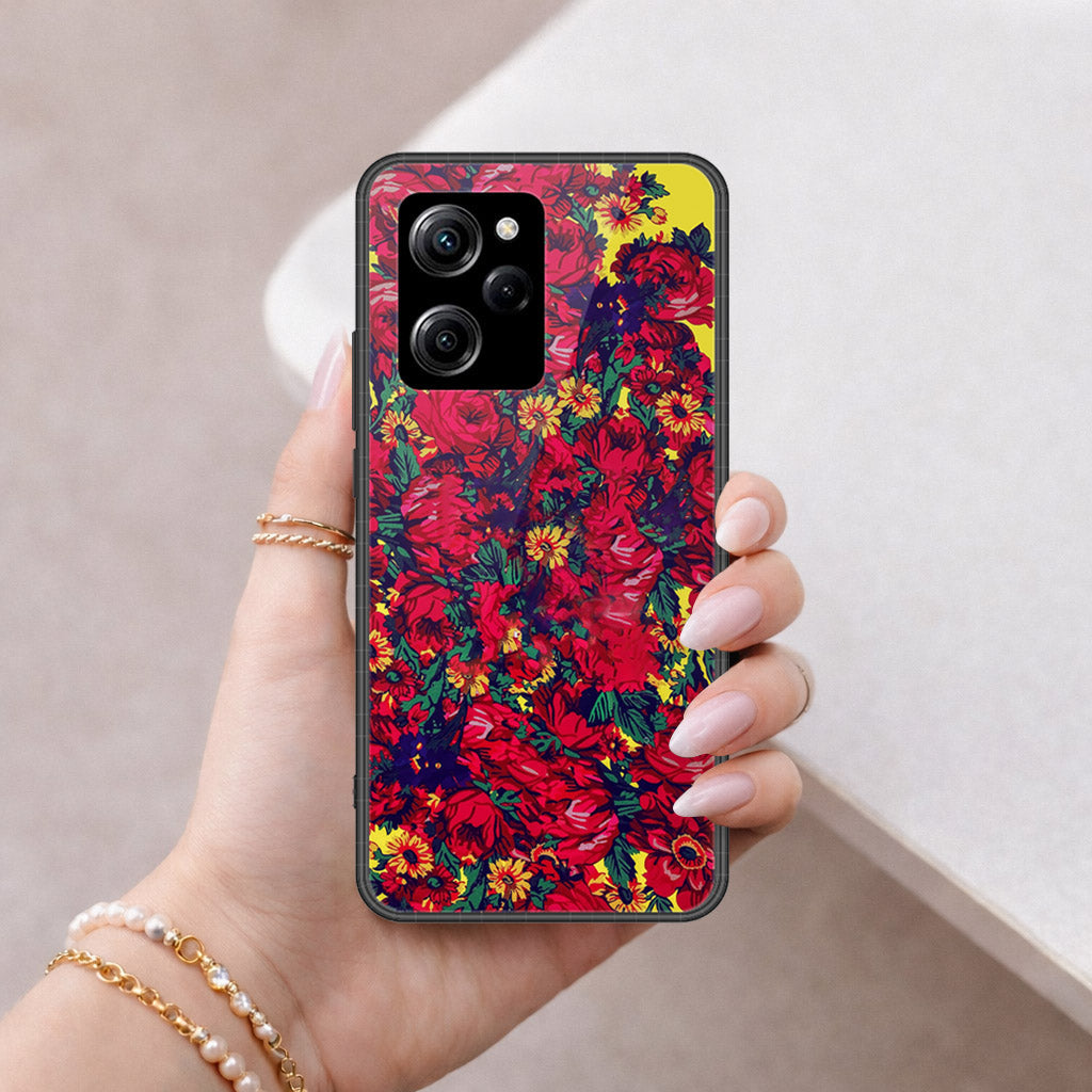 Xiaomi Poco X5 Pro Cover - Floral Series - HQ Ultra Shine Premium Infinity Glass Soft Silicon Borders Case