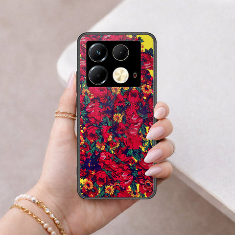 Infinix Note 40 Cover - Floral Series - HQ Ultra Shine Premium Infinity Glass Soft Silicon Borders Case
