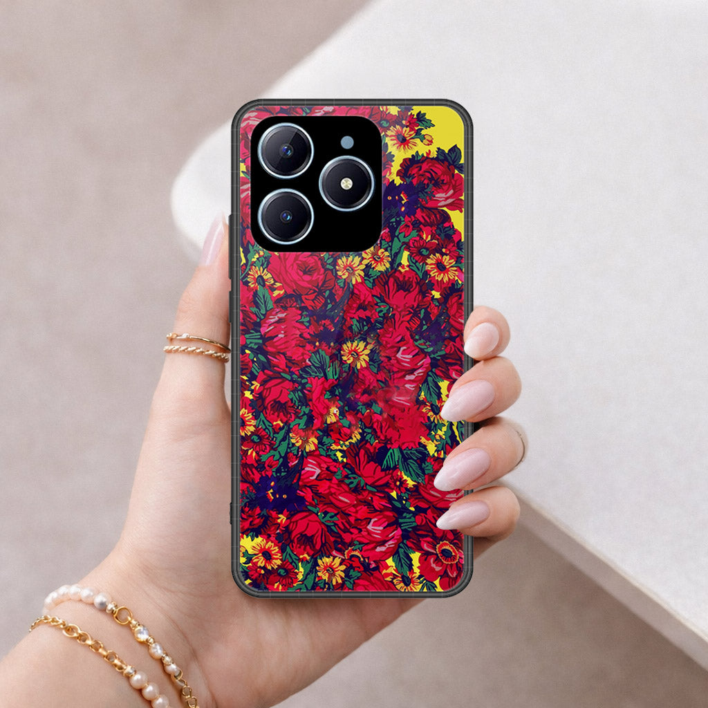 Realme C63 Cover - Floral Series - HQ Ultra Shine Premium Infinity Glass Soft Silicon Borders Case