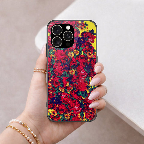 IPhone 15 Pro Cover - Floral Series - HQ Ultra Shine Premium Infinity Glass Soft Silicon Borders Case
