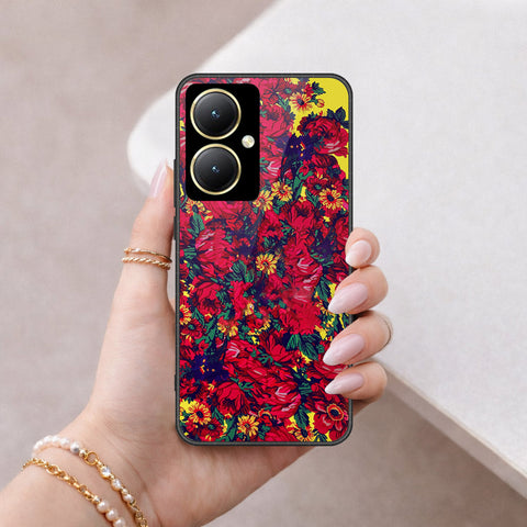 Vivo Y35m Plus Cover - Floral Series - HQ Ultra Shine Premium Infinity Glass Soft Silicon Borders Case