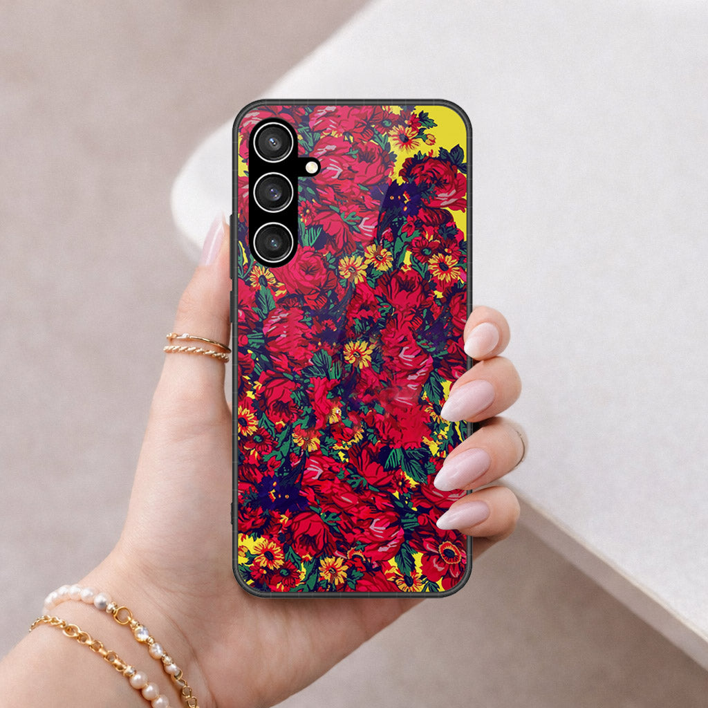 Samsung Galaxy S23 FE Cover - Floral Series - HQ Ultra Shine Premium Infinity Glass Soft Silicon Borders Case