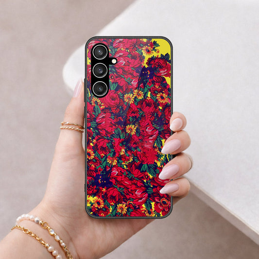 Samsung Galaxy S23 FE Cover - Floral Series - HQ Ultra Shine Premium Infinity Glass Soft Silicon Borders Case