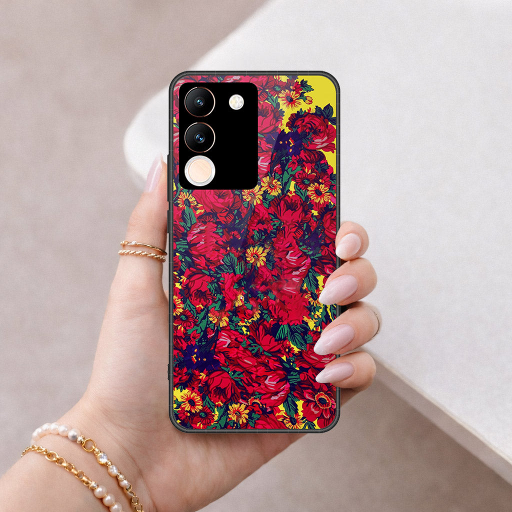 Vivo V29e Cover - Floral Series - HQ Ultra Shine Premium Infinity Glass Soft Silicon Borders Case