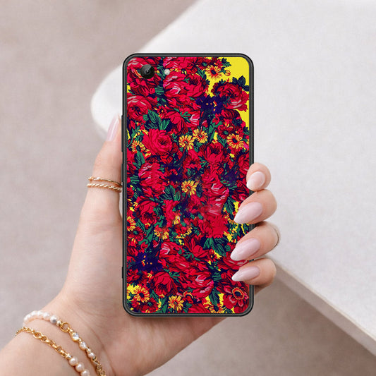 Vivo Y81 Cover - Floral Series - HQ Ultra Shine Premium Infinity Glass Soft Silicon Borders Case