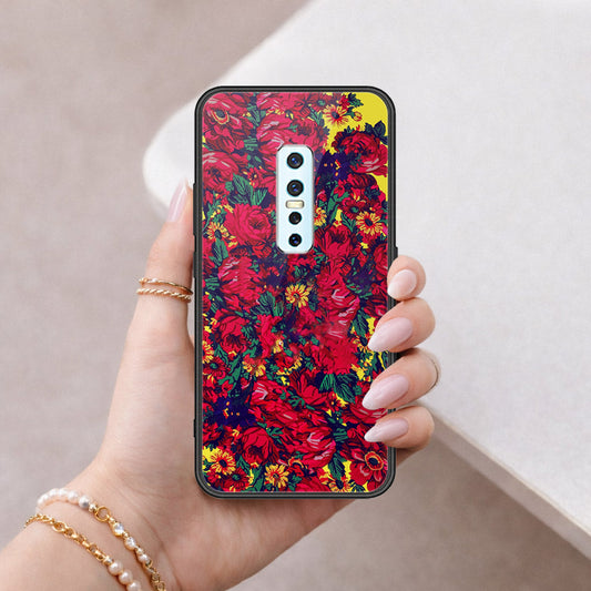 Vivo V17 Pro Cover - Floral Series - HQ Ultra Shine Premium Infinity Glass Soft Silicon Borders Case