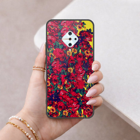 Vivo Y9s Cover - Floral Series - HQ Ultra Shine Premium Infinity Glass Soft Silicon Borders Case