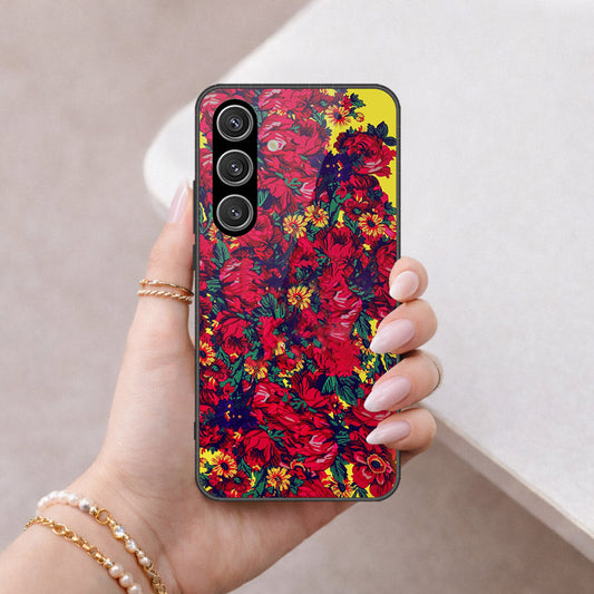 Samsung Galaxy S24 FE Cover - Floral Series - HQ Ultra Shine Premium Infinity Glass Soft Silicon Borders Case