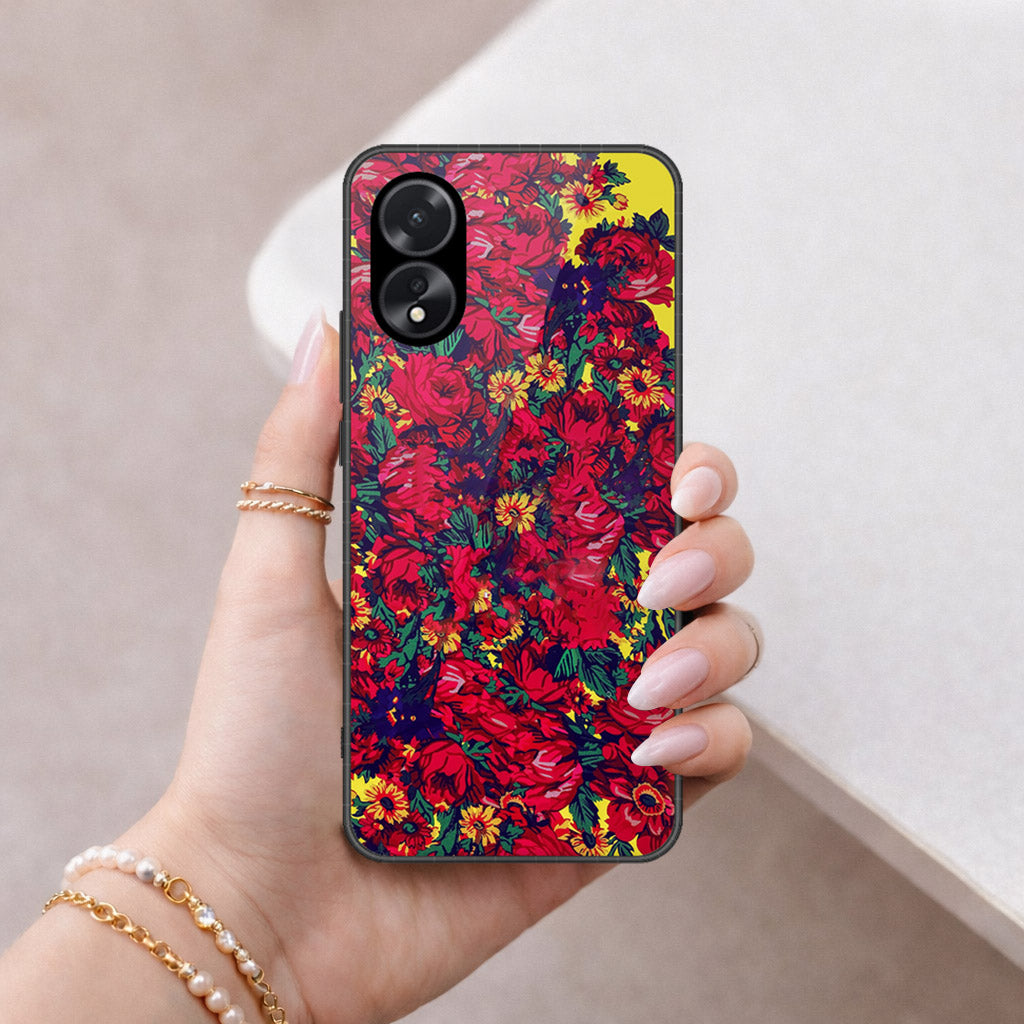 Oppo A38 Cover - Floral Series - HQ Ultra Shine Premium Infinity Glass Soft Silicon Borders Case