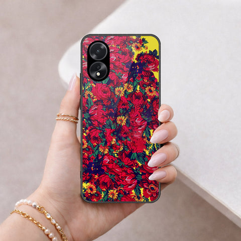 Oppo A38 Cover - Floral Series - HQ Ultra Shine Premium Infinity Glass Soft Silicon Borders Case