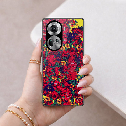 Oppo Reno 11 5G Cover - Floral Series - HQ Ultra Shine Premium Infinity Glass Soft Silicon Borders Case