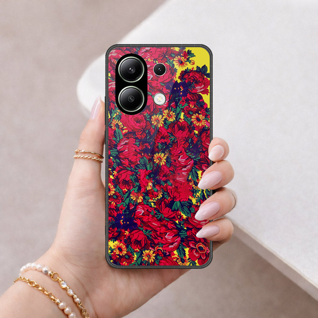 Xiaomi Redmi Note 14S Cover - Floral Series - HQ Ultra Shine Premium Infinity Glass Soft Silicon Borders Case