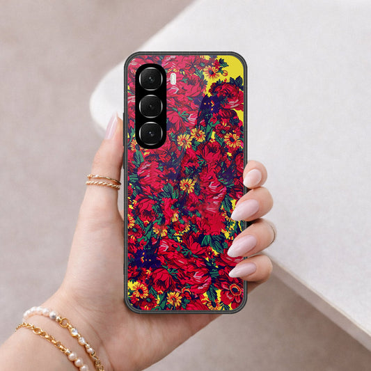 Infinix Hot 60i 4G Cover - Floral Series - HQ Ultra Shine Premium Infinity Glass Soft Silicon Borders Case