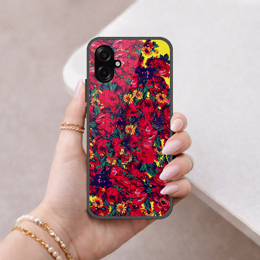Samsung Galaxy A07 4G Cover - Floral Series - HQ Ultra Shine Premium Infinity Glass Soft Silicon Borders Case