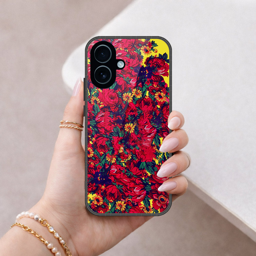 iPhone 17 - Floral Series - HQ Ultra Shine Premium Infinity Glass Soft Silicon Borders Case