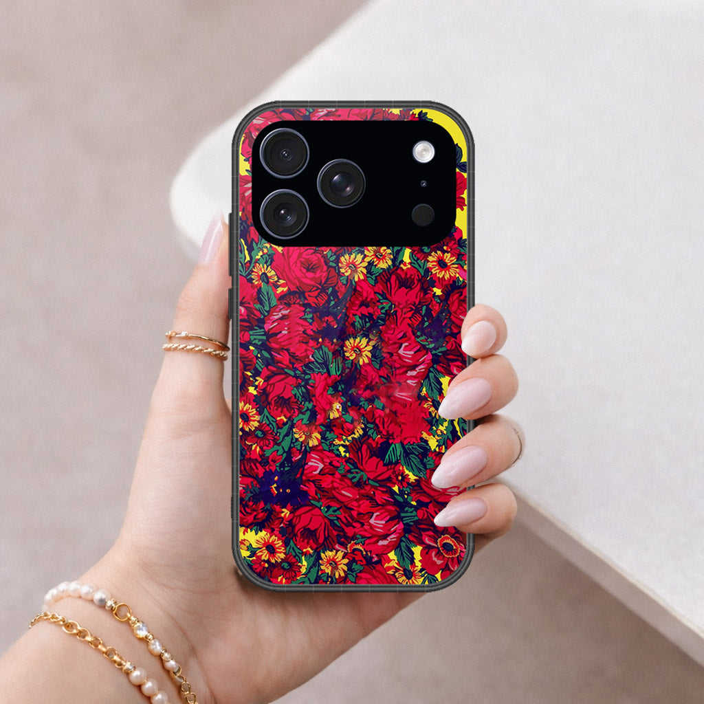 iPhone 17 Pro - Floral Series - HQ Ultra Shine Premium Infinity Glass Soft Silicon Borders Case