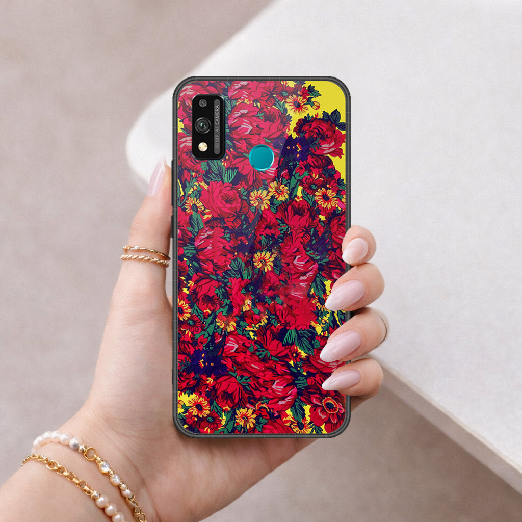 Huawei Honor 9 Lite - Floral Series - HQ Ultra Shine Premium Infinity Glass Soft Silicon Borders Case