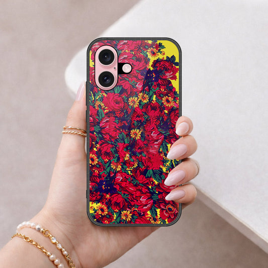 iPhone 16 - Floral Series - HQ Ultra Shine Premium Infinity Glass Soft Silicon Borders Case