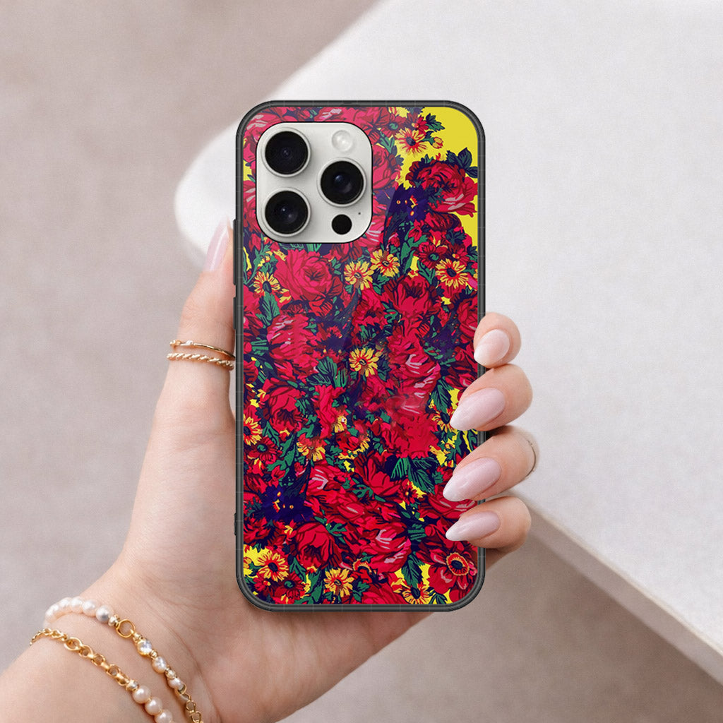 iPhone 16 Pro Max - Floral Series - HQ Ultra Shine Premium Infinity Glass Soft Silicon Borders Case