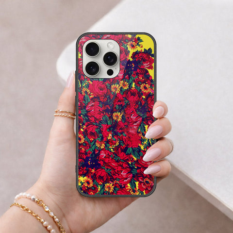iPhone 16 Pro Max - Floral Series - HQ Ultra Shine Premium Infinity Glass Soft Silicon Borders Case