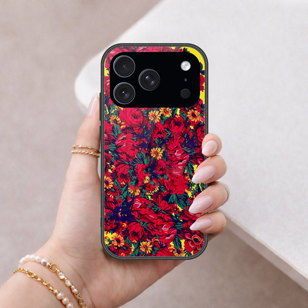 iPhone 18 Pro Max - Floral Series - HQ Ultra Shine Premium Infinity Glass Soft Silicon Borders Case
