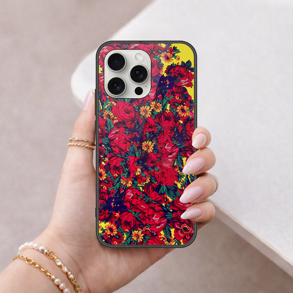 iPhone 16 Pro - Floral Series - HQ Ultra Shine Premium Infinity Glass Soft Silicon Borders Case