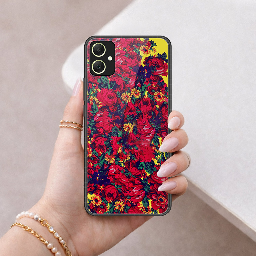 Samsung Galaxy A06 Cover - Floral Series - HQ Ultra Shine Premium Infinity Glass Soft Silicon Borders Case