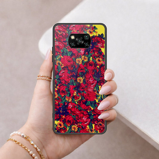 Xiaomi Poco X3 Cover - Floral Series - HQ Ultra Shine Premium Infinity Glass Soft Silicon Borders Case