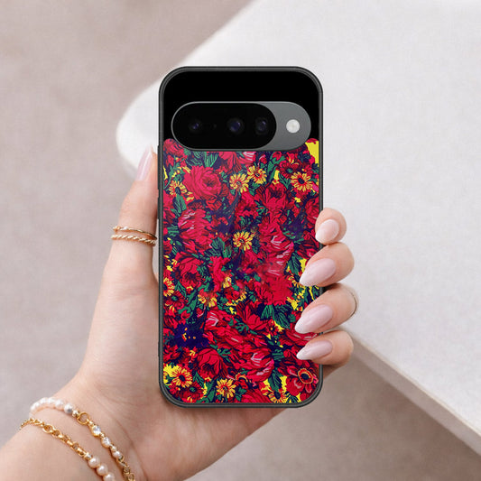 Google Pixel 10 Cover - Floral Series - HQ Ultra Shine Premium Infinity Glass Soft Silicon Borders Case