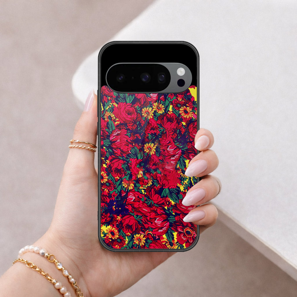 Google Pixel 10 Pro Cover - Floral Series - HQ Ultra Shine Premium Infinity Glass Soft Silicon Borders Case