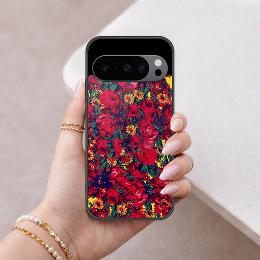 Google Pixel 9 Pro XL Cover - Floral Series - HQ Ultra Shine Premium Infinity Glass Soft Silicon Borders Case