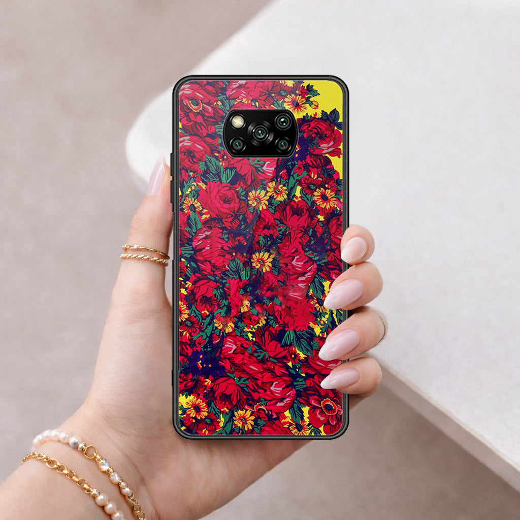 Xiaomi Poco X3 Pro Cover - Floral Series - HQ Ultra Shine Premium Infinity Glass Soft Silicon Borders Case