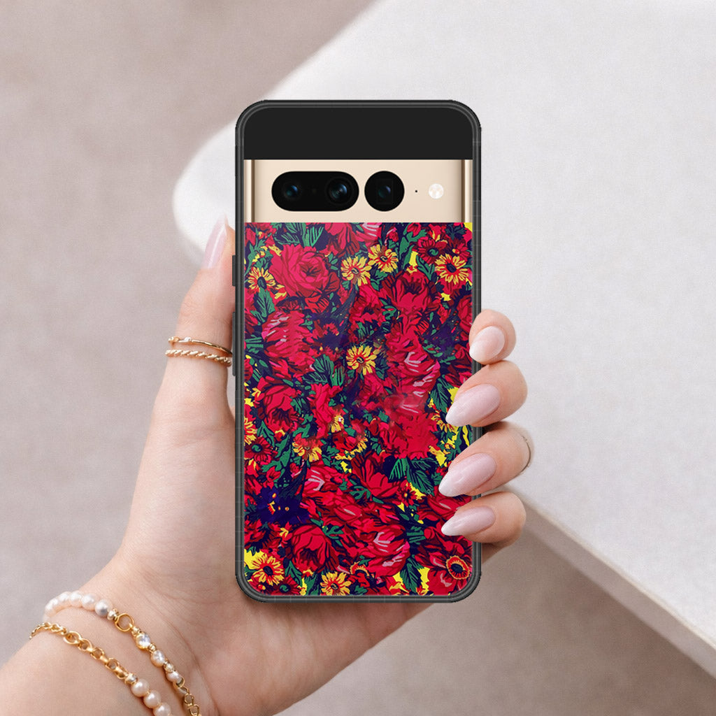 Google Pixel 7 Pro Cover - Floral Series - HQ Ultra Shine Premium Infinity Glass Soft Silicon Borders Case