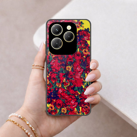 Infinix Hot 40 Pro Cover - Floral Series - HQ Ultra Shine Premium Infinity Glass Soft Silicon Borders Case
