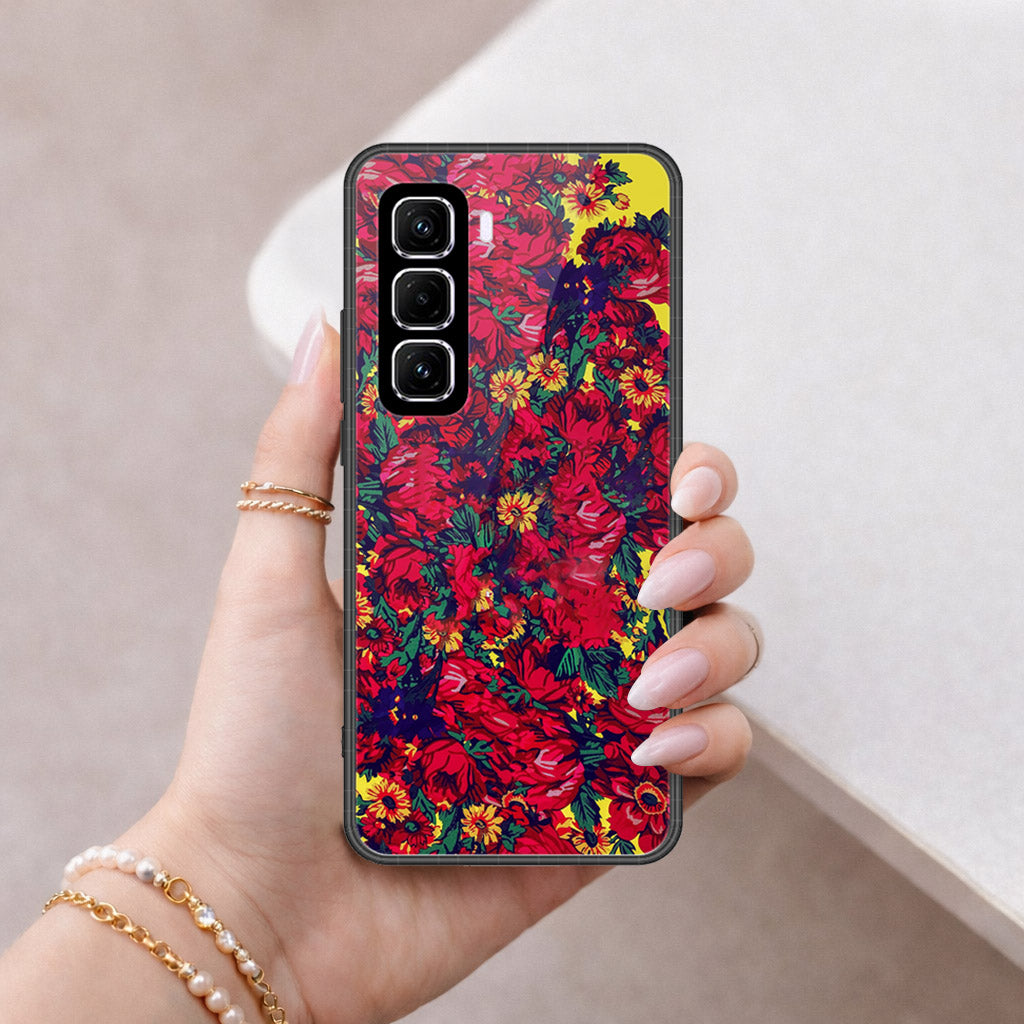 Infinix Hot 60 Pro Cover - Floral Series - HQ Ultra Shine Premium Infinity Glass Soft Silicon Borders Case