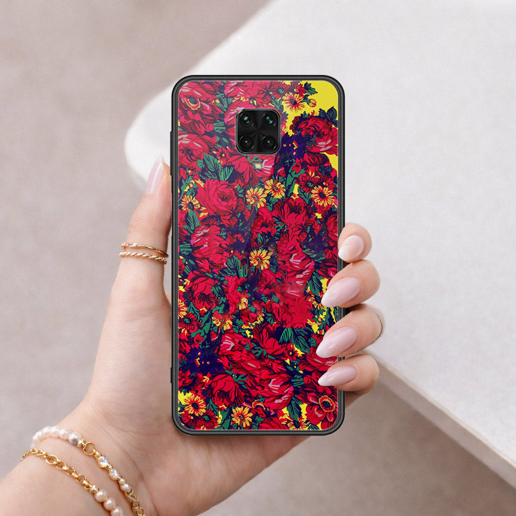 Xiaomi Redmi Note 9 Pro Cover - Floral Series - HQ Ultra Shine Premium Infinity Glass Soft Silicon Borders Case