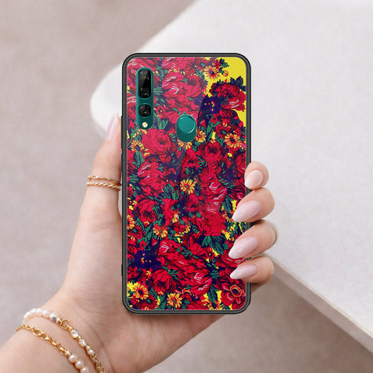Huawei P Smart Z Cover - Floral Series - HQ Ultra Shine Premium Infinity Glass Soft Silicon Borders Case