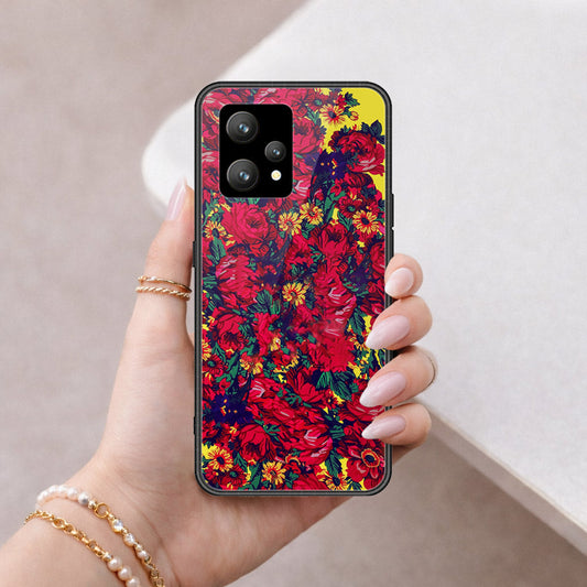Realme 9 5G Cover - Floral Series - HQ Ultra Shine Premium Infinity Glass Soft Silicon Borders Case